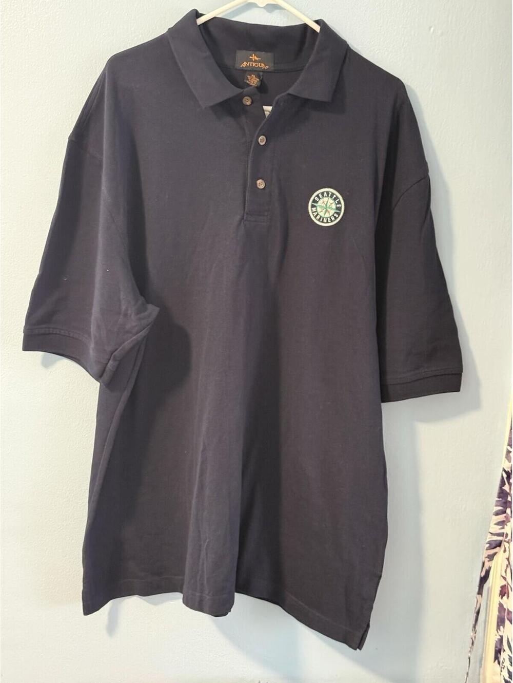 NEW! Antigua Seattle Mariners Navy Blue Short Sleeve Polo Shirt Men's  Xl